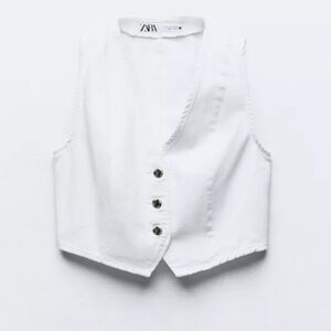 Zara White Buttoned Vest Top